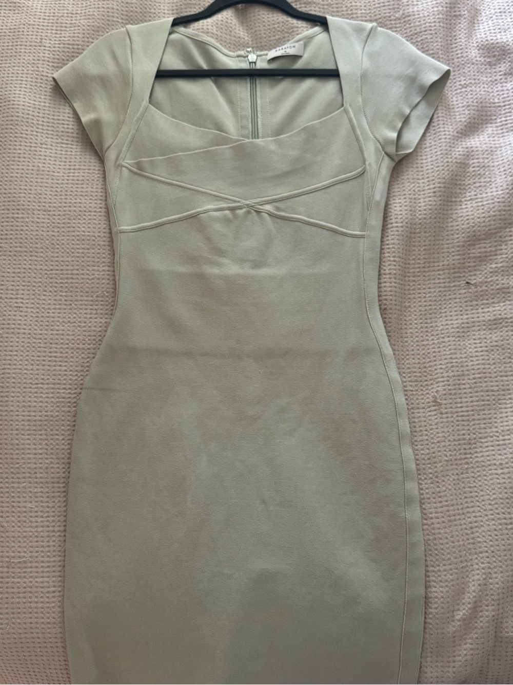 Aritzia Fitted Midi Bandage Dress in Light Green